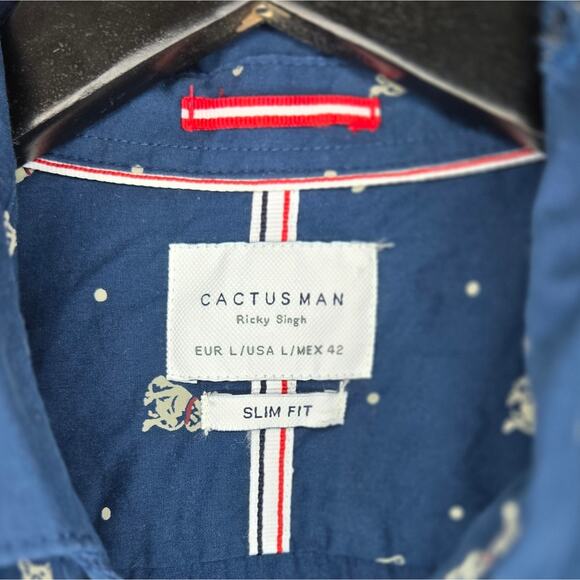 Cactusman Button-Down w Bulldog Pattern Slim Fit Large [0019] - Picture 6 of 9